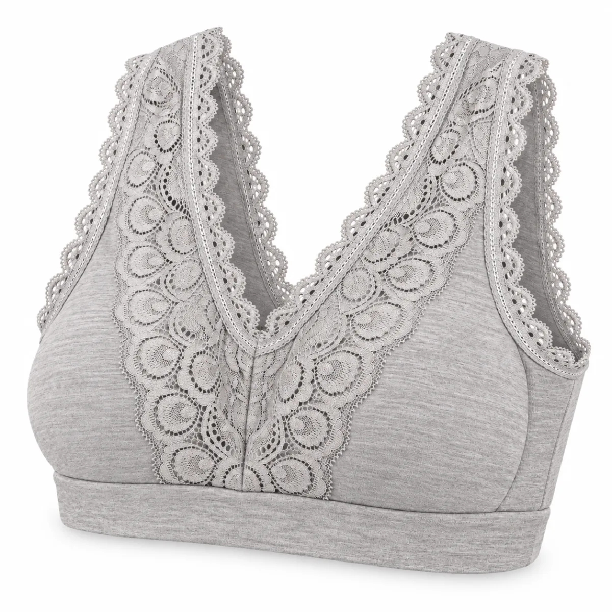 Removeable Pads Floral Lace V Neck Bralette —