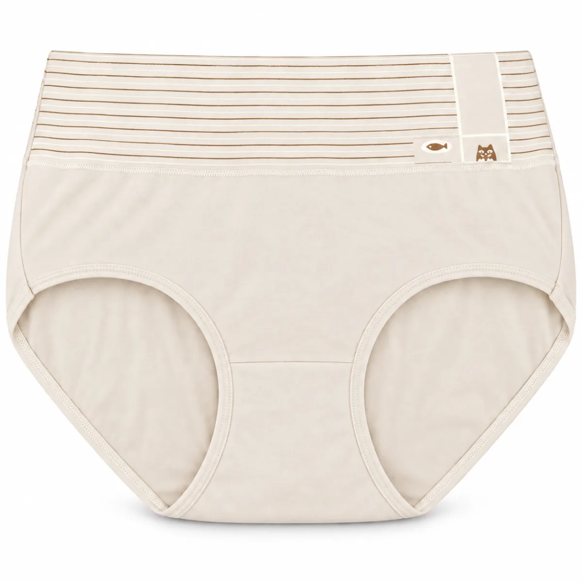 Women’s High Waist Full Coverage Stretch Briefs with Striped Waistband —