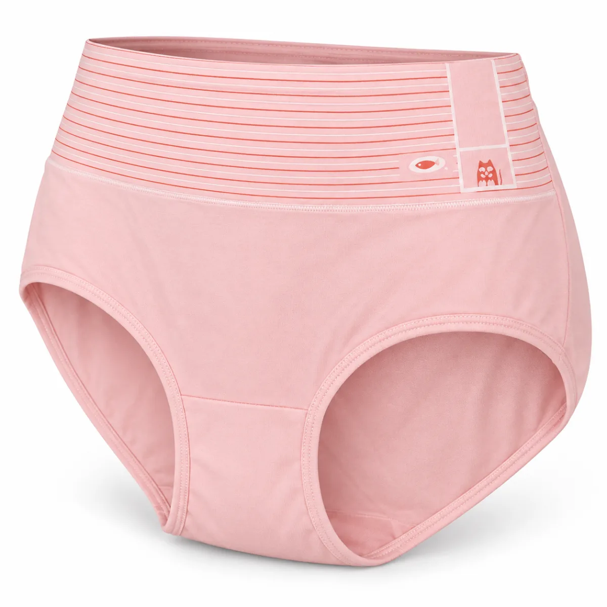 Women’s High Waist Full Coverage Stretch Briefs with Striped Waistband —