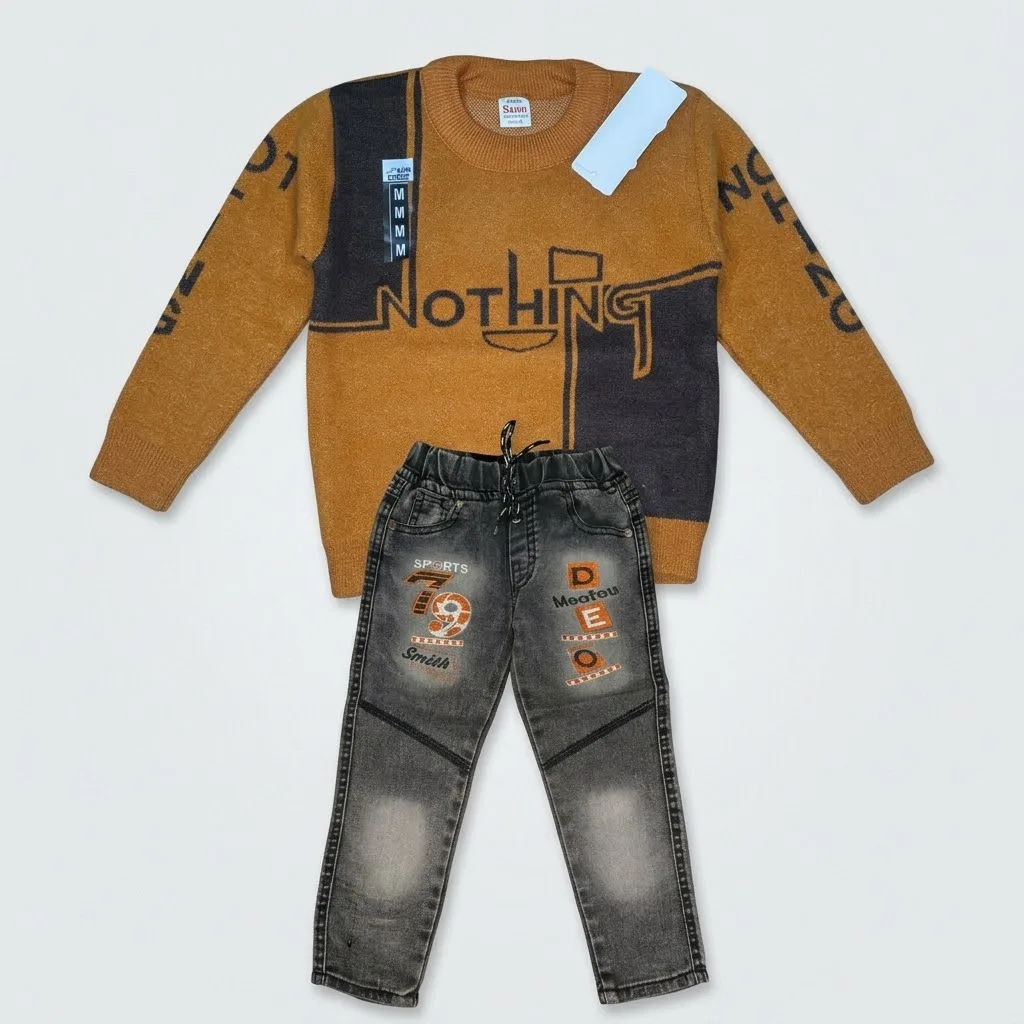 Boys’ 2 Piece Woolen T-Shirt & Jeans Set —