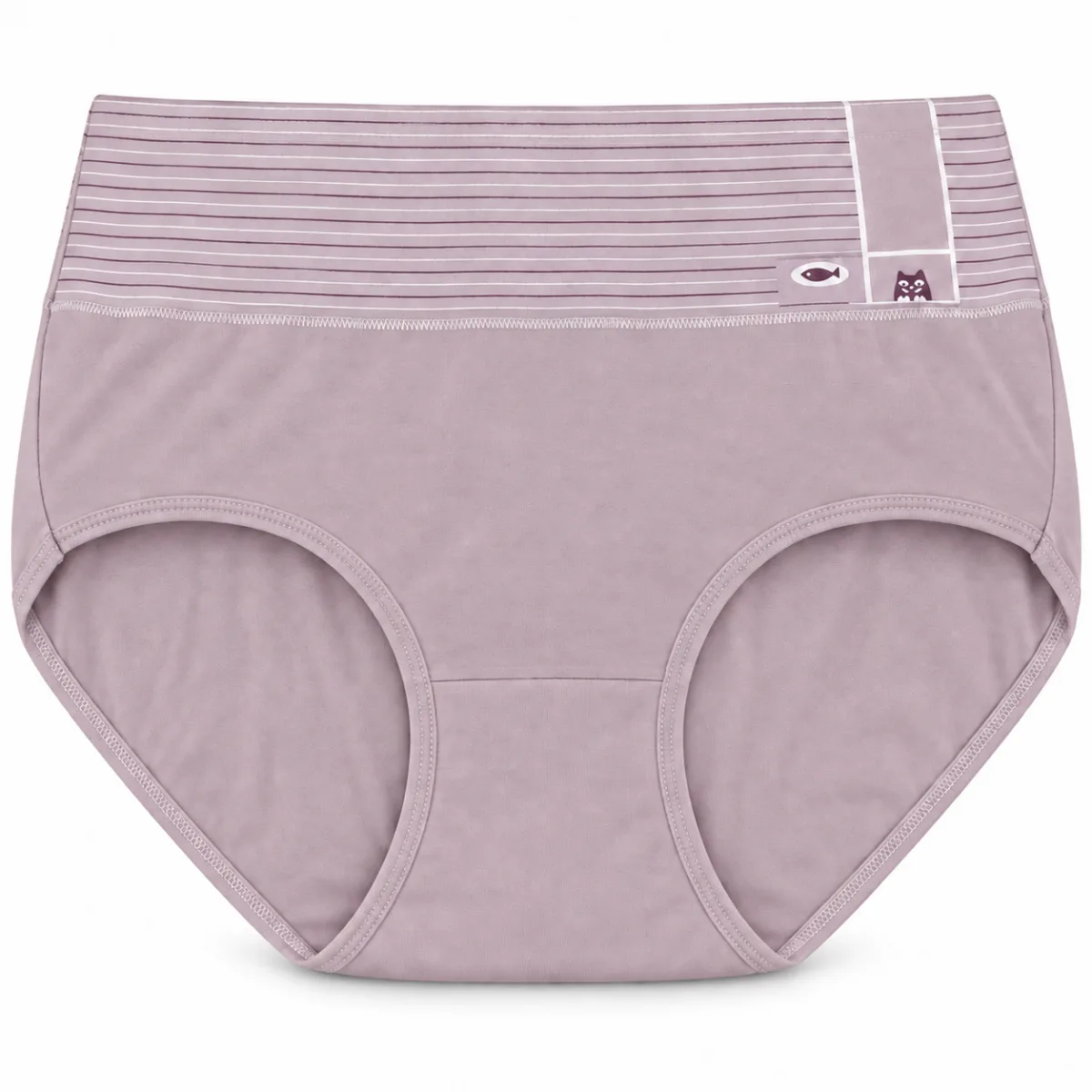 Women’s High Waist Full Coverage Stretch Briefs with Striped Waistband —