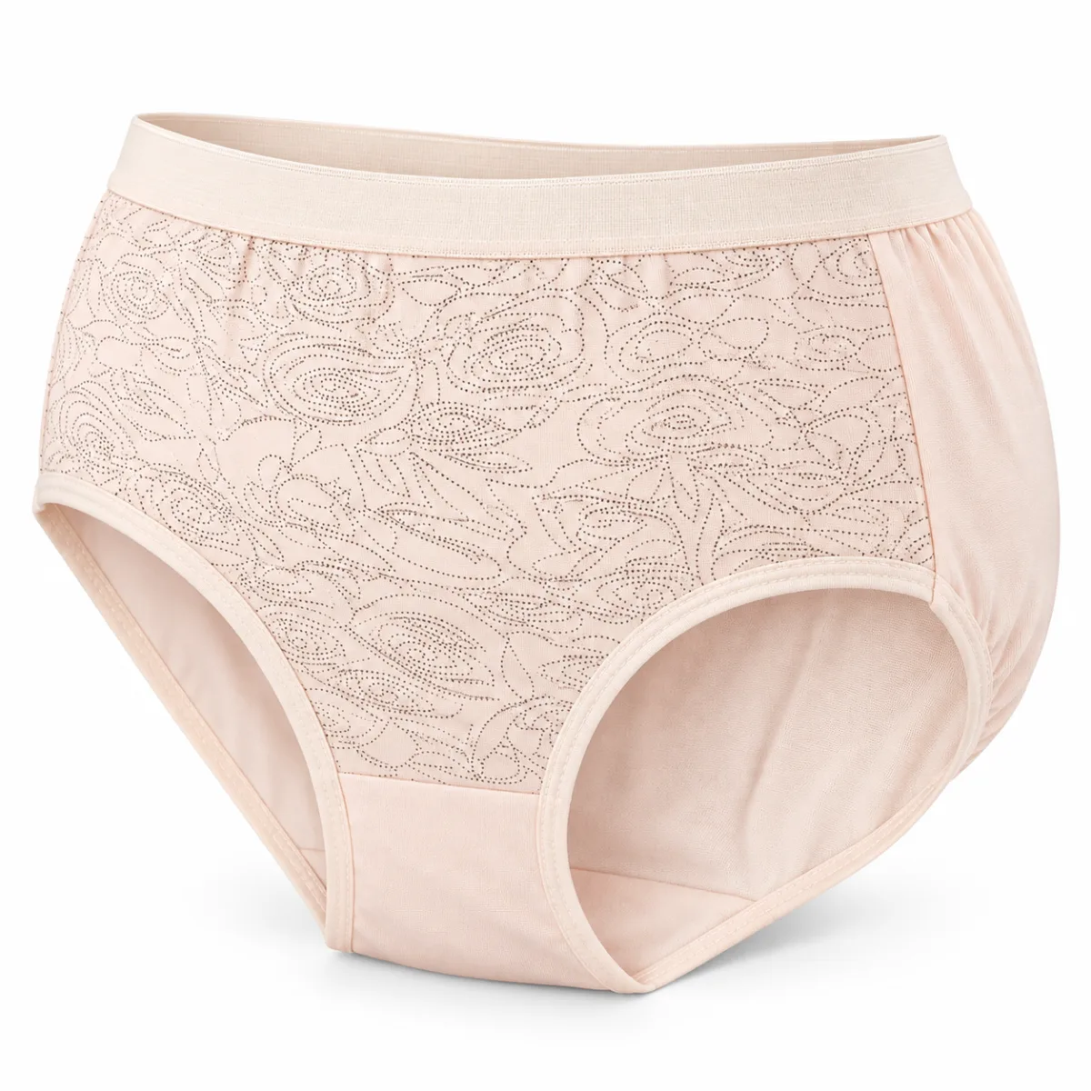 Women’s High Waist Full Coverage Briefs with Dotted Floral Design —