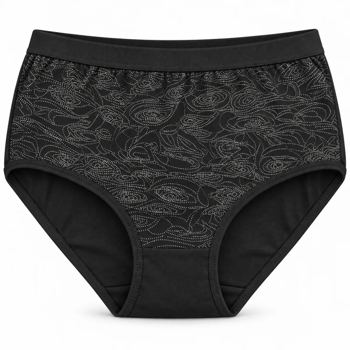 Women’s High Waist Full Coverage Briefs with Dotted Floral Design — 