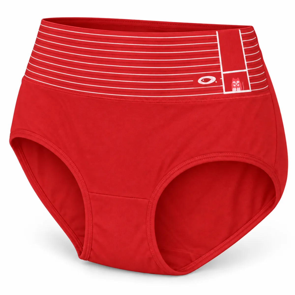 Women’s High Waist Full Coverage Stretch Briefs with Striped Waistband —