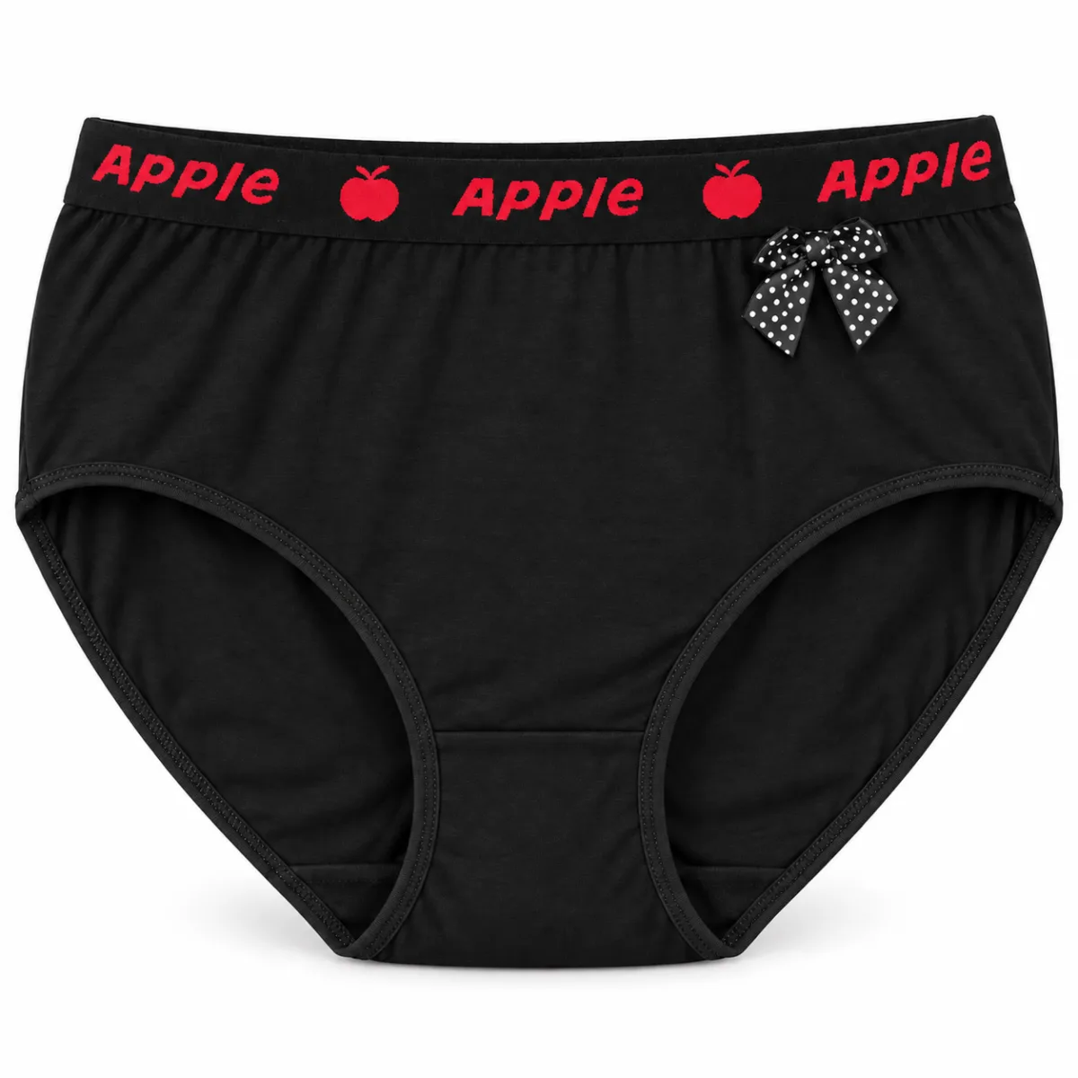 Women’s Full Coverage Stretch Briefs with Printed Waistband and Bow —