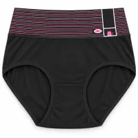 Women’s High Waist Full Coverage Stretch Briefs with Striped Waistband photo 4