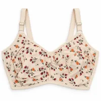 Cotton Floral Bra Cream | Comfortable All Season Wear photo 4