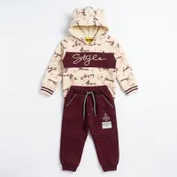 Boys’ 2 Piece Graphic Hoodie and Burgundy Pants Set with Fleece Lined Style Sweatshirt photo 6