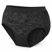 Women’s High Waist Full Coverage Briefs with Dotted Floral Design photo 3