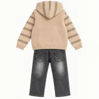Boys’ 3 Piece Winter Outfit with Hooded Knit Vest, Sweater and Graphic Jeans photo 3