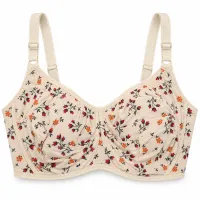 Cotton Floral Bra Cream | Comfortable All Season Wear photo 2