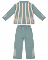 Girls’ Knitted 2 Piece Winter Outfit with Pearl and Cable Knit Detail photo 2