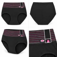 Women’s High Waist Full Coverage Stretch Briefs with Striped Waistband photo 5