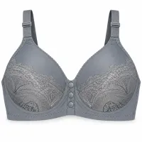 Grey Lace Bra with Front Snap Closure photo 2