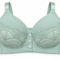 Mint Green Lace Bra with Three Button Front photo 5