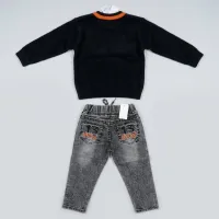 Boys’ 2 Piece Sporty Graphic Outfit Set with Basketball Sweater and Washed Denim Jeans photo 4