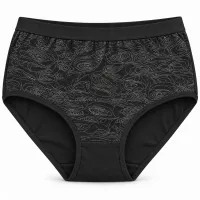 Women’s High Waist Full Coverage Briefs with Dotted Floral Design photo 1