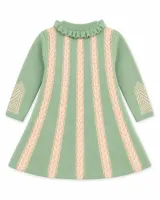 Girls’ Knitted 2 Piece Winter Outfit with Pearl and Cable Knit Detail photo 3