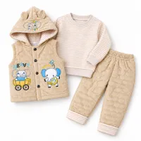 Boys’ 3 Piece Quilted Winter Outfit with Hooded Vest photo 2