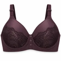 Plum Lace Bra with Front Snap Closure photo 2