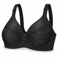 Black Lace Bra with Front Snap Closure photo 3