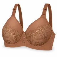 Warm Brown Lace Bra with Front Snap Closure photo 1