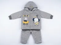 Baby & Toddler Boys’ 3 Piece Quilted Elephant Outfit Set with Striped Top, Hooded Vest and Pants photo 2