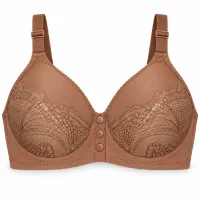 Warm Brown Lace Bra with Front Snap Closure photo 6