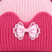 Kids’ Light Pink & Dark Pink Double Pom-Pom Bow Hat photo 4