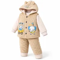 Boys’ 3 Piece Quilted Winter Outfit with Hooded Vest photo 5