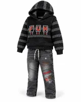 Boys’ 3 Piece Winter Outfit with Hooded Knit Vest, Sweater and Graphic Jeans photo 6