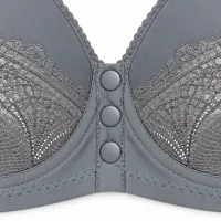 Grey Lace Bra with Front Snap Closure photo 5