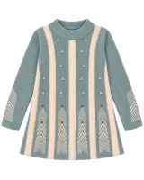 Girls’ Knitted 2 Piece Winter Outfit with Pearl and Cable Knit Detail photo 4