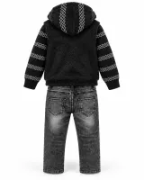 Boys’ 3 Piece Winter Outfit with Hooded Knit Vest, Sweater and Graphic Jeans photo 5