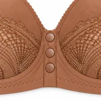 Warm Brown Lace Bra with Front Snap Closure photo 3