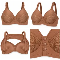 Warm Brown Lace Bra with Front Snap Closure photo 2