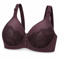 Plum Lace Bra with Front Snap Closure photo 3