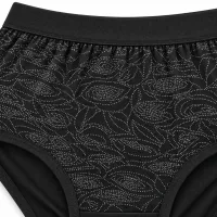 Women’s High Waist Full Coverage Briefs with Dotted Floral Design photo 4