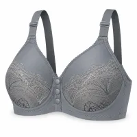Grey Lace Bra with Front Snap Closure photo 3